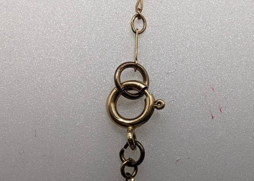 9ct Yellow Gold Necklace Amethyst Drop Pendant 23cm Long