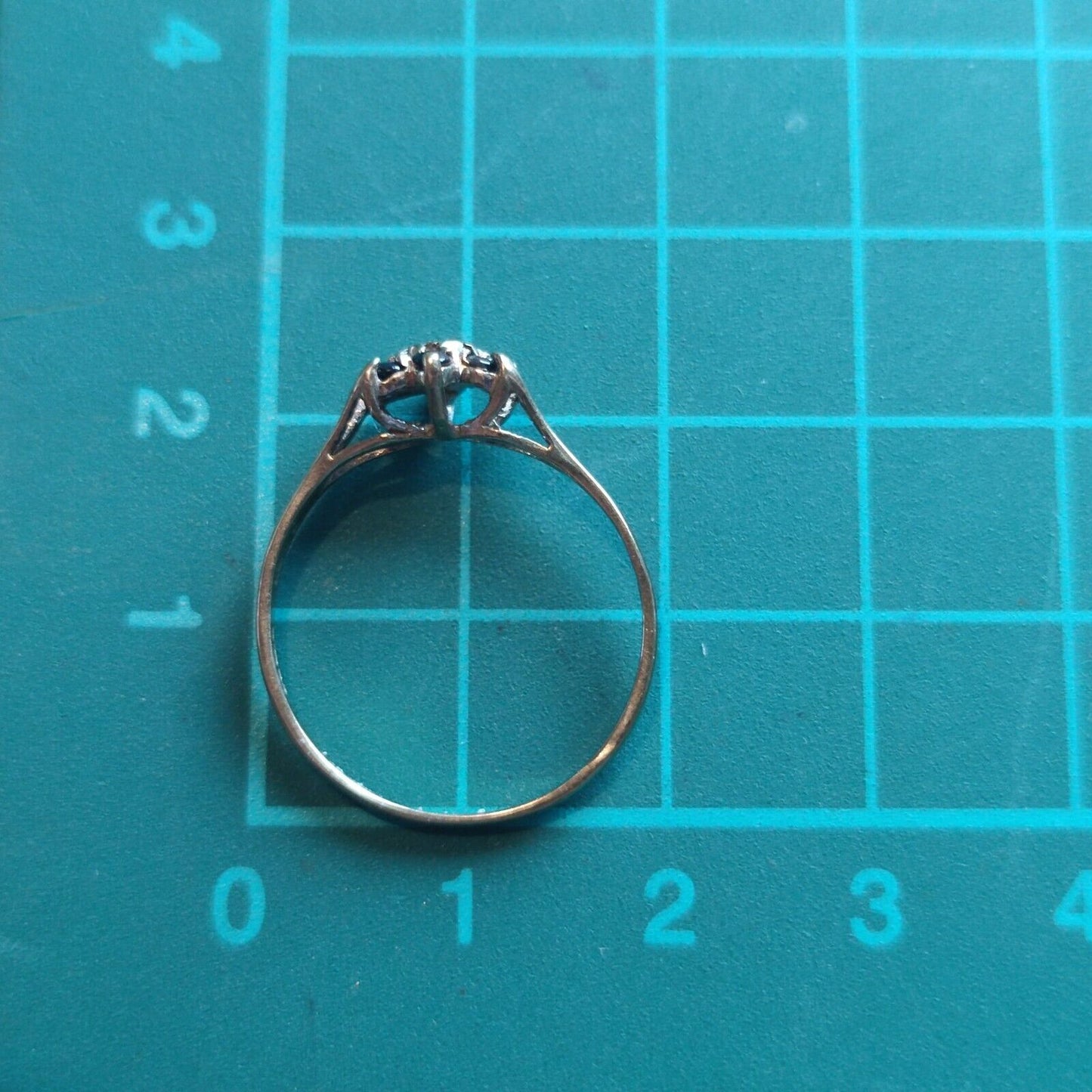 9ct Yellow Gold Ring UK Ring Size P Blue Sapphire and Diamonds