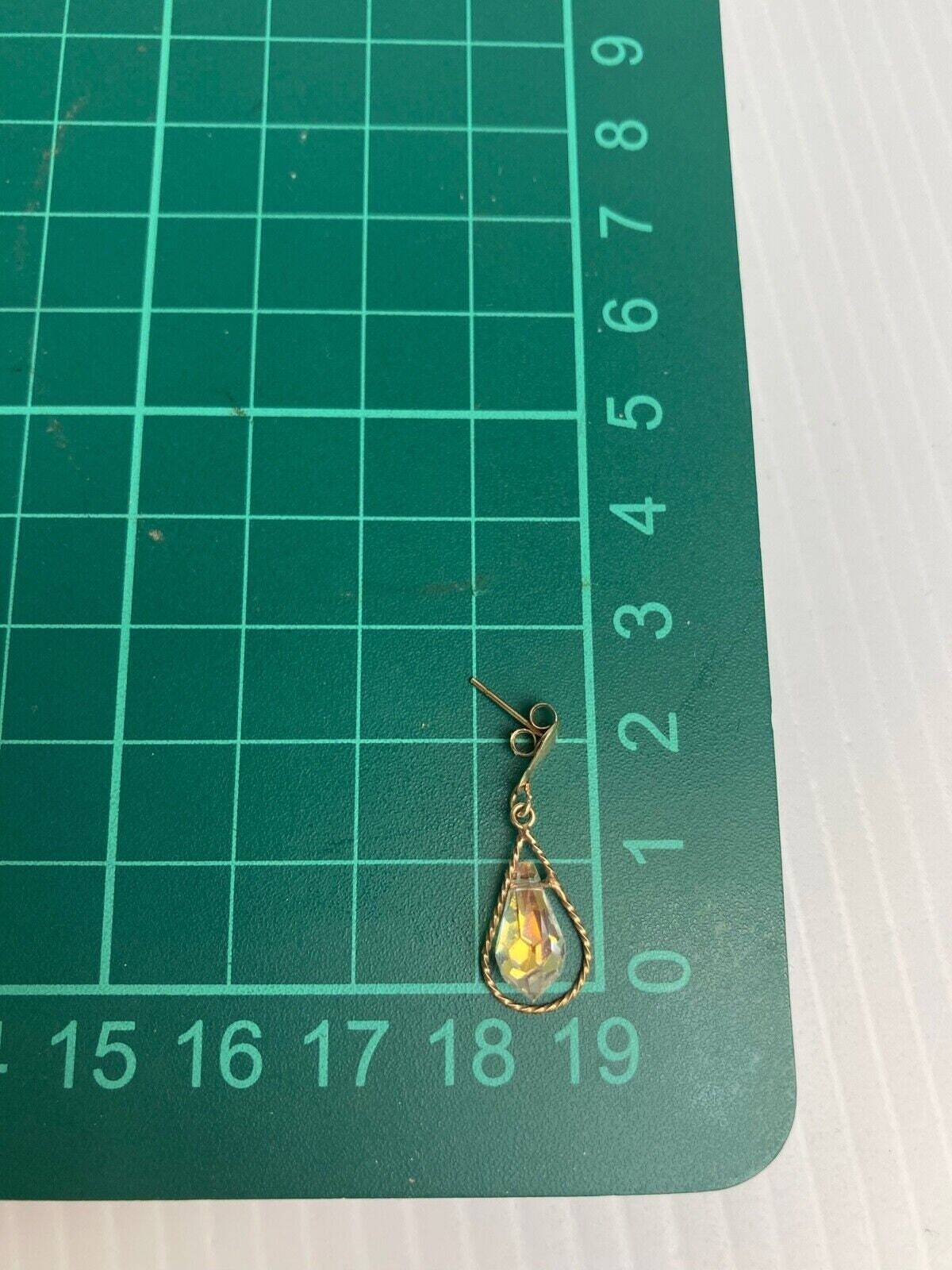 9ct Gold Drop Dangle Earrings Crystal Cut Glass Drop Earrings - 9ct Yellow Gold