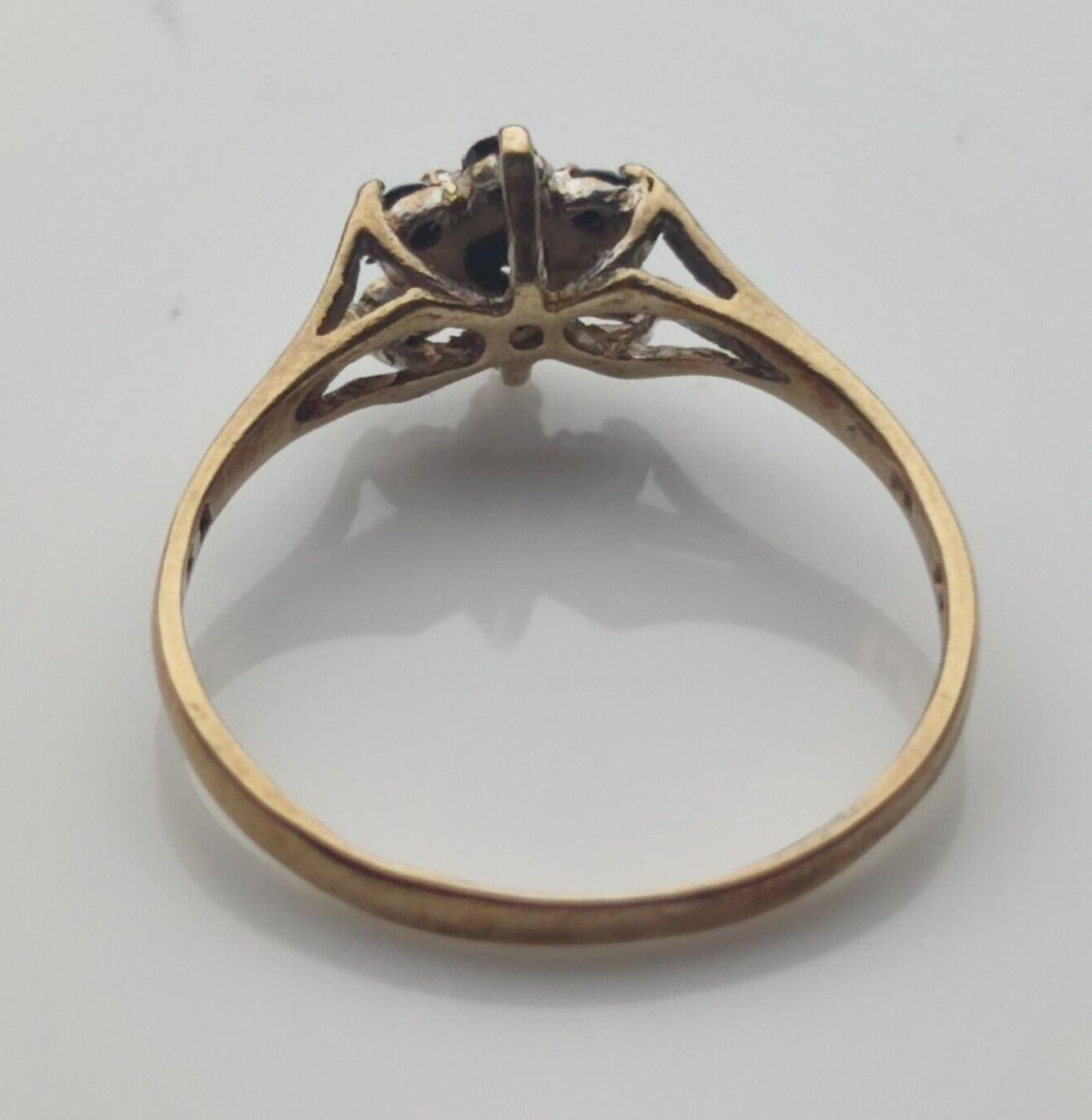 9ct Yellow Gold Ring UK Ring Size P Blue Sapphire and Diamonds