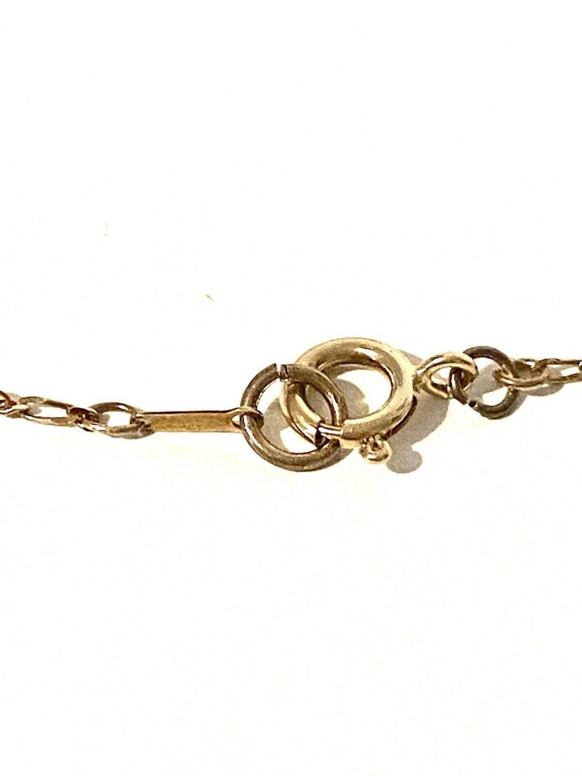 9ct Yellow Gold Necklace Amethyst Drop Pendant 23cm Long