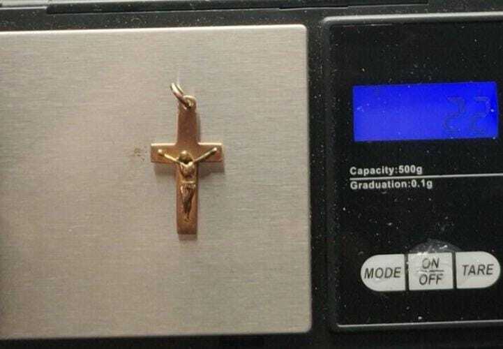 9ct Rose Gold Crucifix Cross Pendant Diamond Raised Design Hallmarked