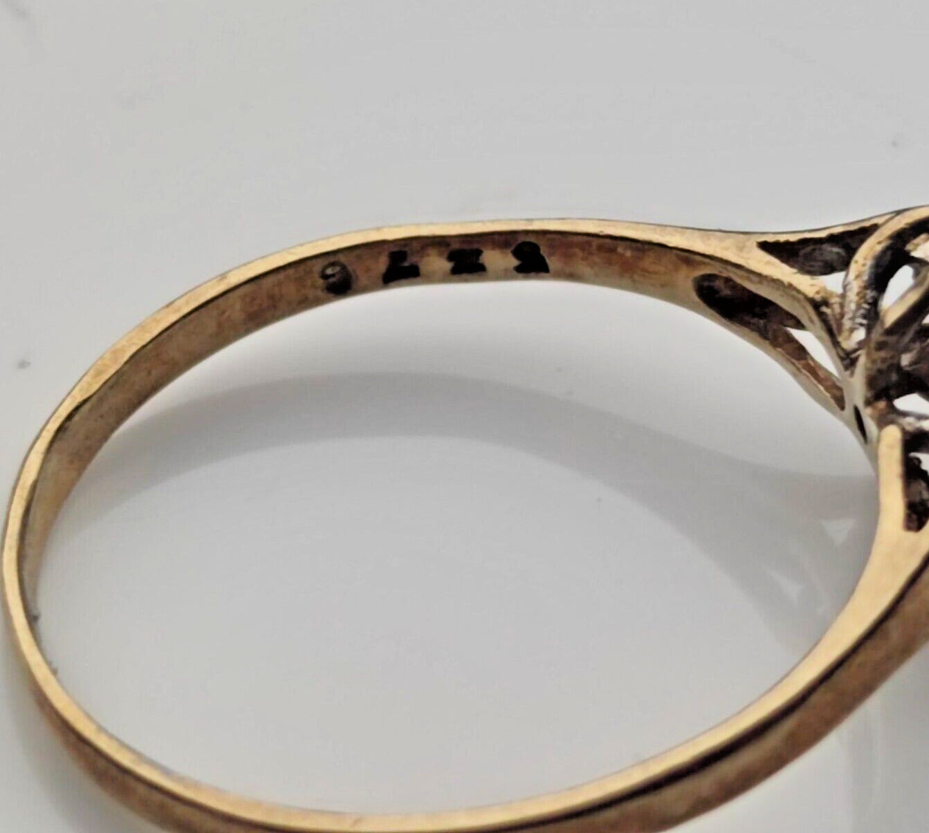 9ct Yellow Gold Ring UK Ring Size P Blue Sapphire and Diamonds