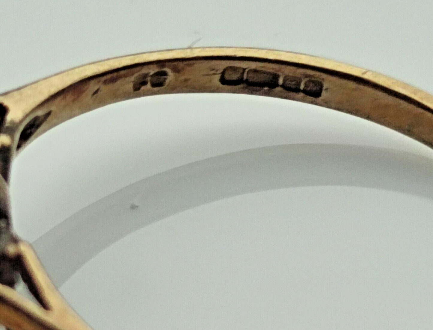 9ct Yellow Gold Ring UK Ring Size P Blue Sapphire and Diamonds