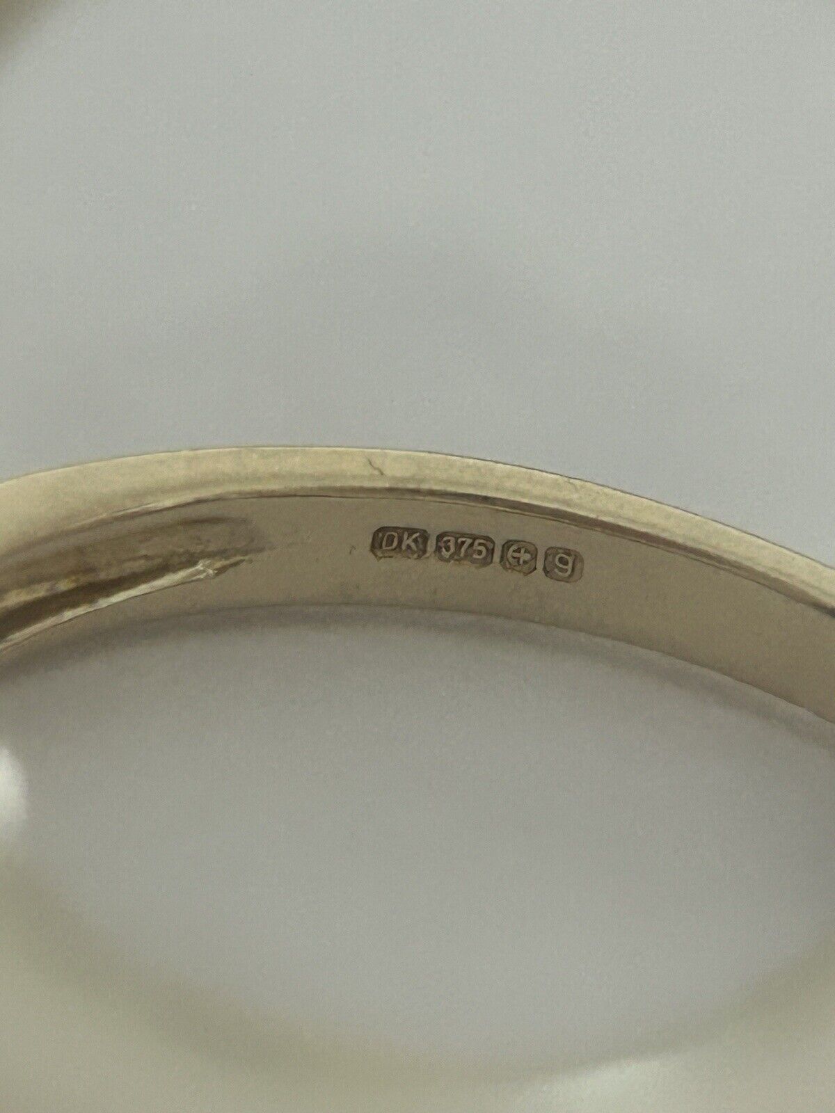 9ct Yellow Gold Ring Half Eternity Pink Cubic Zirconia Ring Size N