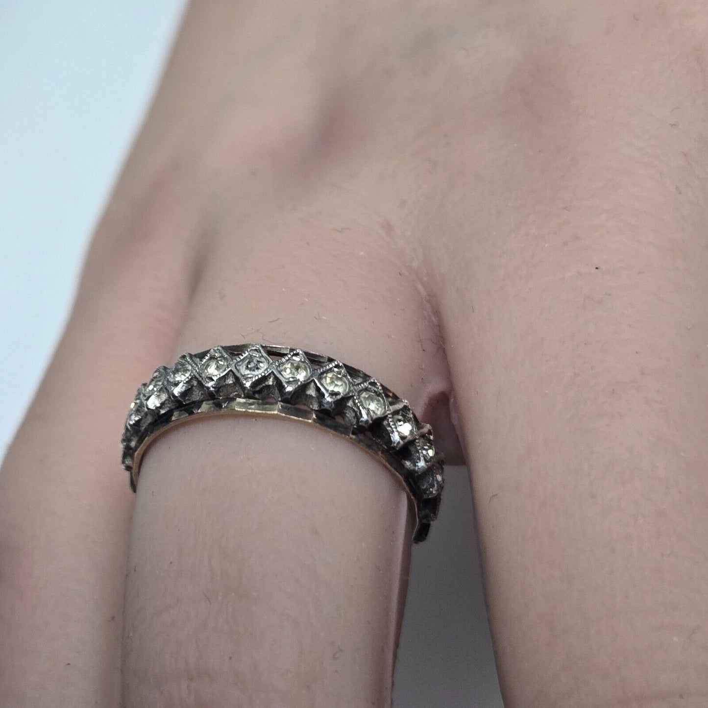 9ct Yellow Gold and Silver Full Eternity Ring Cubic Zirconia Stones Ring Size P