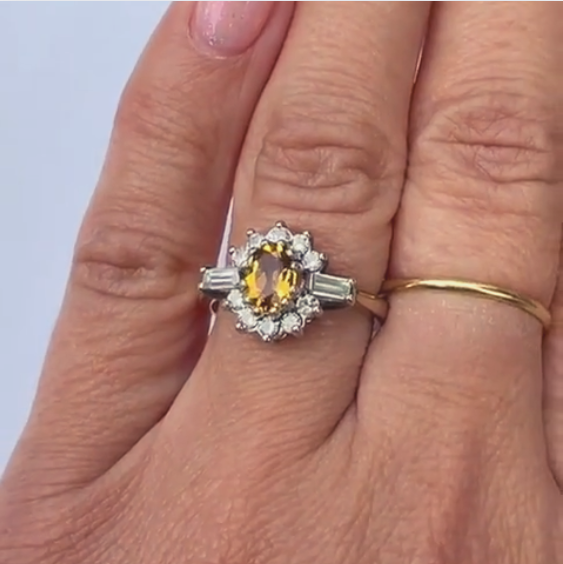 9ct Gold Ring Citrine Gold Ring UK Ring Size N - 9ct Yellow Gold