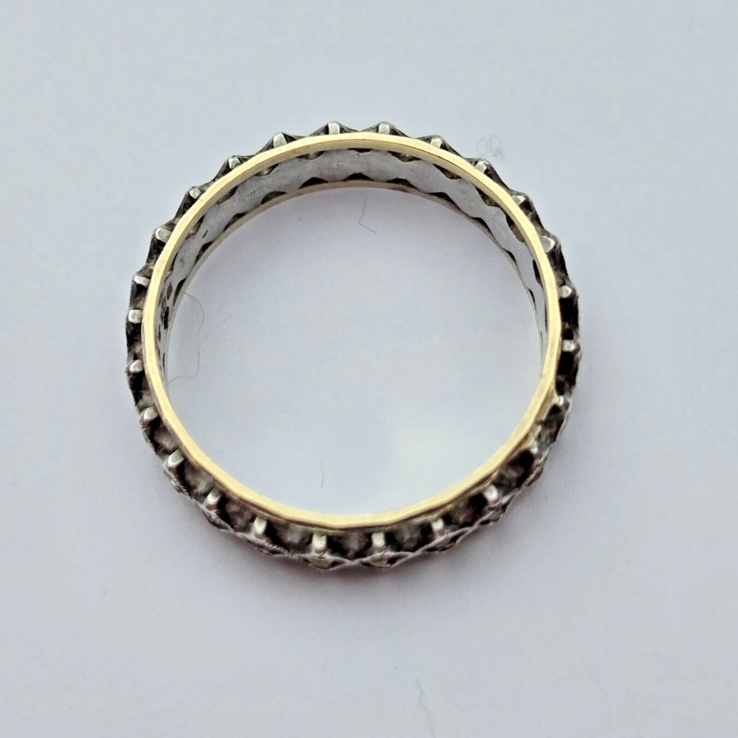 9ct Yellow Gold and Silver Full Eternity Ring Cubic Zirconia Stones Ring Size P