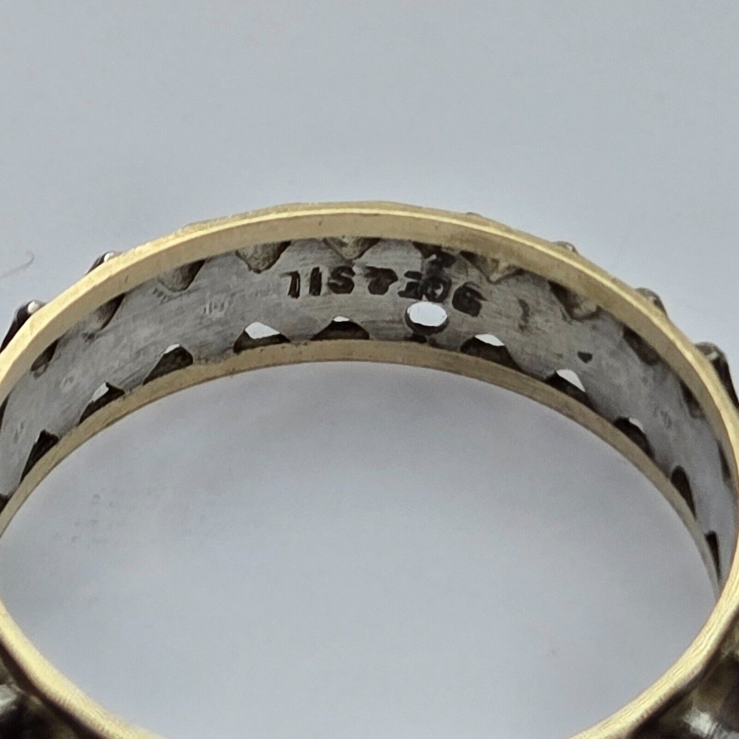 9ct Yellow Gold and Silver Full Eternity Ring Cubic Zirconia Stones Ring Size P