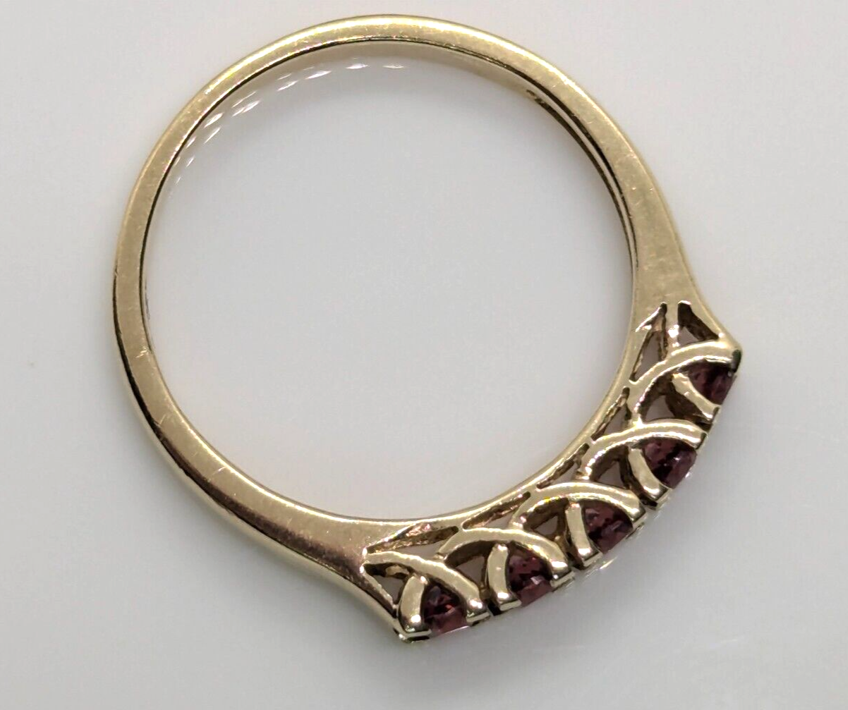 9ct Yellow Gold Ring Half Eternity Pink Cubic Zirconia Ring Size N
