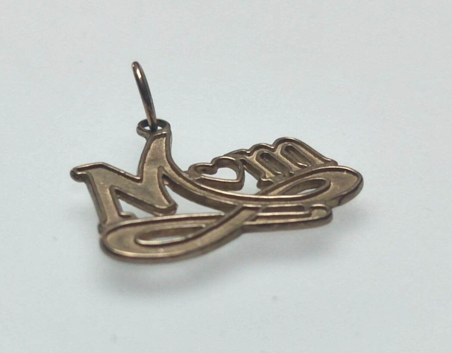 Mum 9ct Yellow Gold Pendant Charm Shaped "MUM" Text 20mm x 21mm Solid Gold