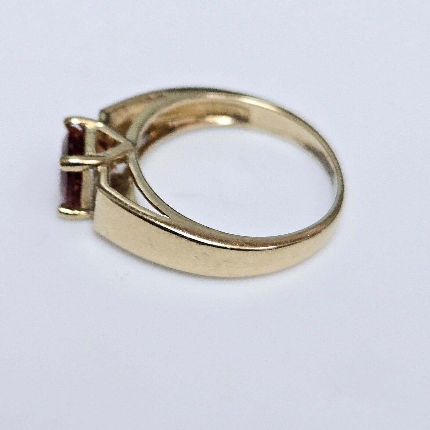 9ct Yellow Gold Ring Orange Citrine & Diamond Prong Setting Ring Size L