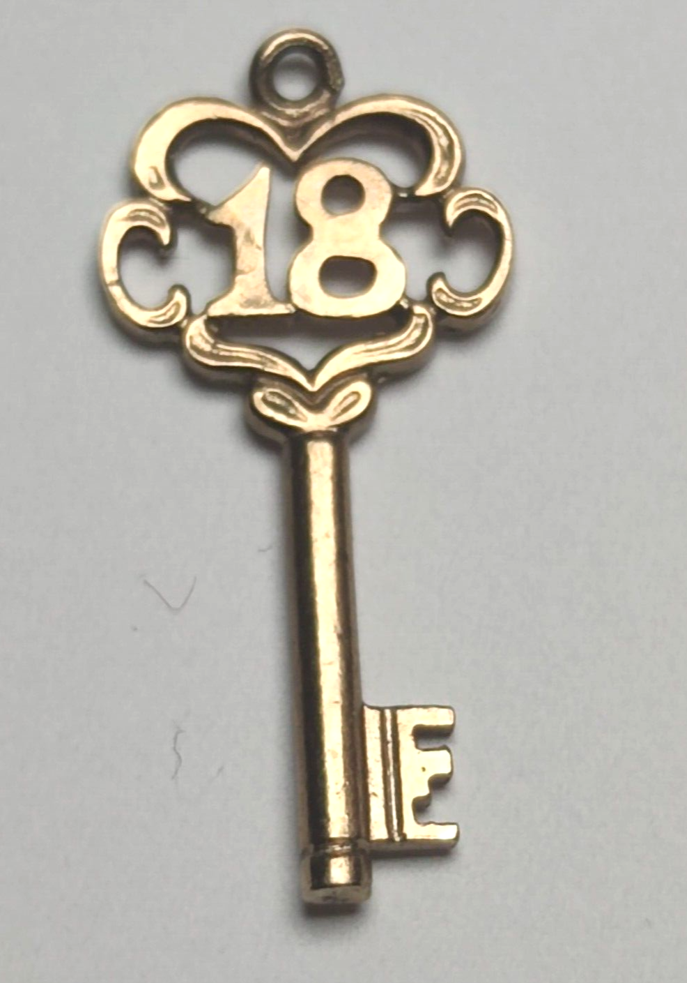 18th Birthday Key Gold Charm 9ct Yellow Gold Size: 28mm x 13mm Solid Gold