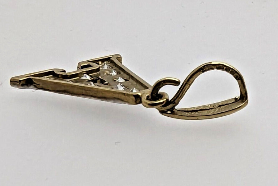9ct Yellow Gold Letter A Pendant Colourless Cubic Zirconia Size: 32mm x 17mm