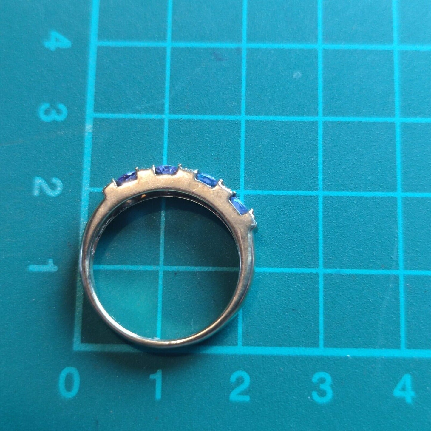 9ct Yellow Gold Ring Blue Tanzanite and Diamonds Ring Size O 1/2