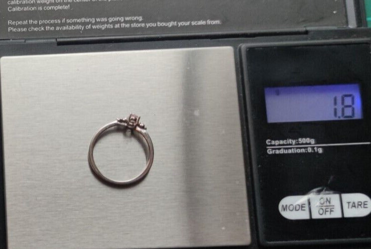 9ct White Gold Ring Rose Quartz and Diamond Natural Gemstones UK Ring Size O