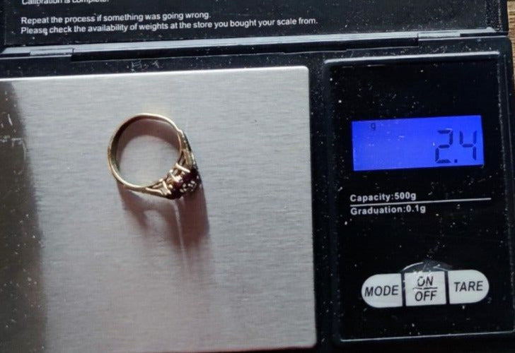 9ct Yellow Gold Pink Ruby Diamonds Cluster Setting Ring Size J