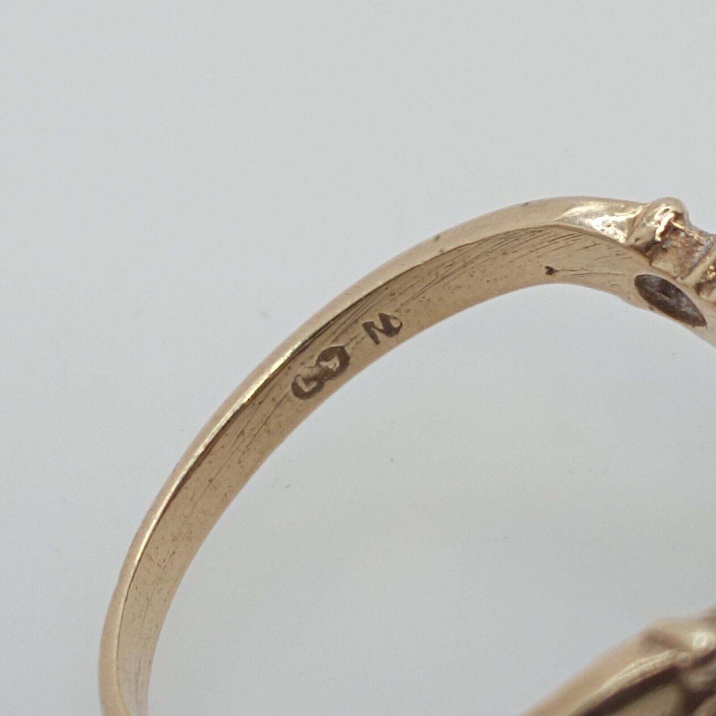9ct Yellow Gold Ring Blue Sapphire & Diamonds Wishbone UK Ring Size N