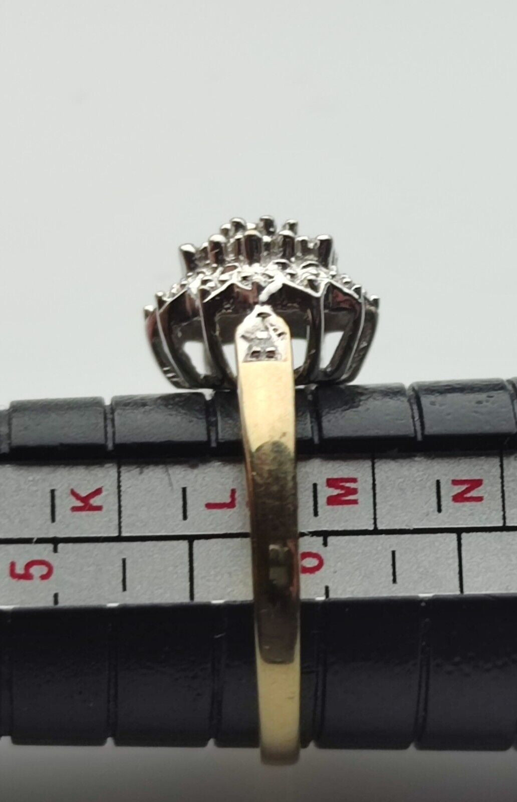 9ct Yellow Gold Ring Diamond 0.05ct Cluster Prong Setting UK Ring Size L