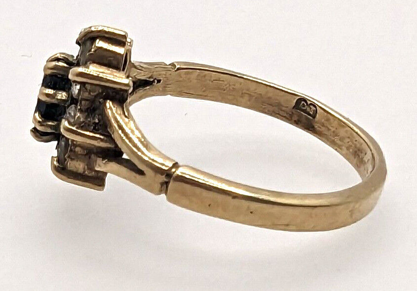 9ct Yellow Gold Ring Blue Sapphire Gold Ring UK Ring Size M 1/2 9k Gold