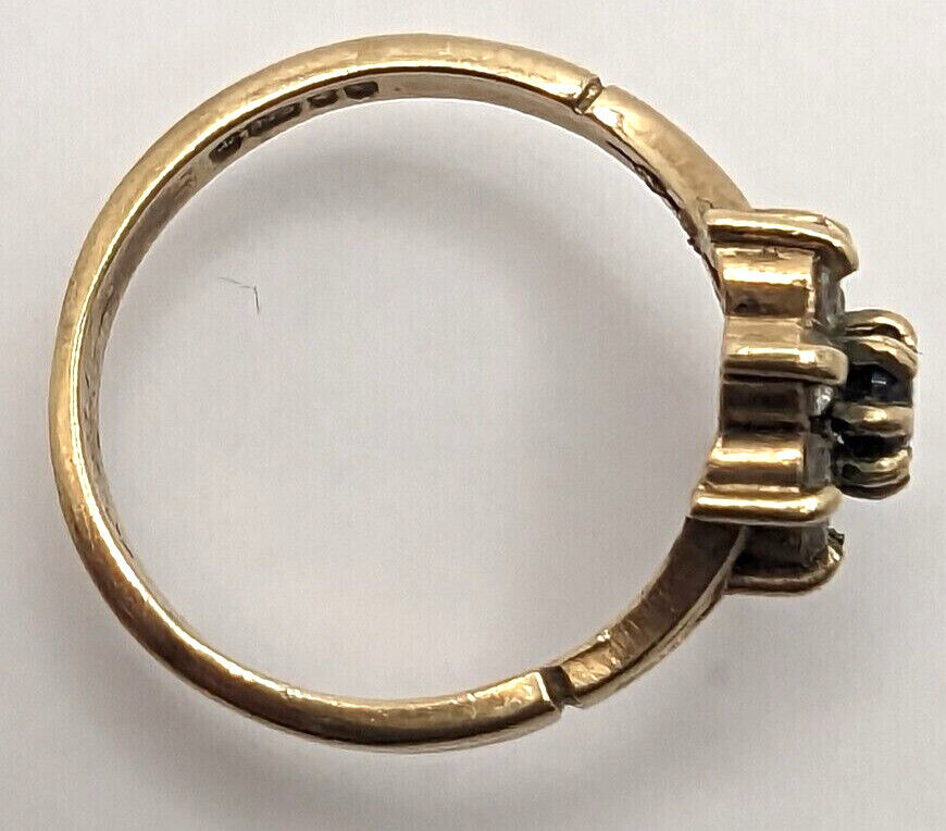 9ct Yellow Gold Ring Blue Sapphire Gold Ring UK Ring Size M 1/2 9k Gold