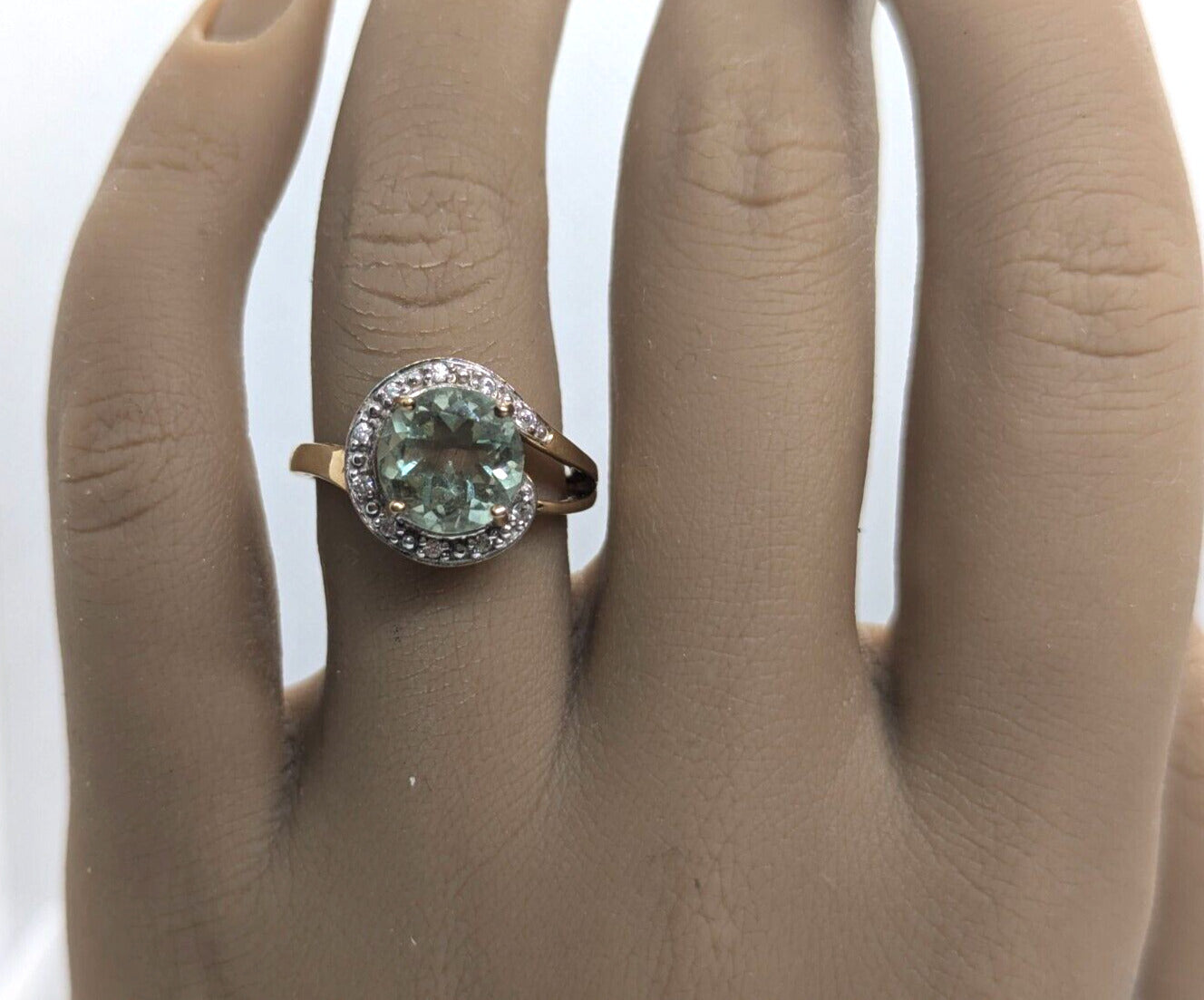 9ct Yellow Gold Ring Tourmaline & Topaz Natural Gemstones UK Ring Size N