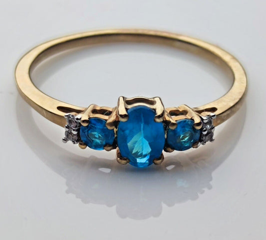 9ct Yellow Gold Ring Apatite and Zircon ring Size S 1/2 with Certificate