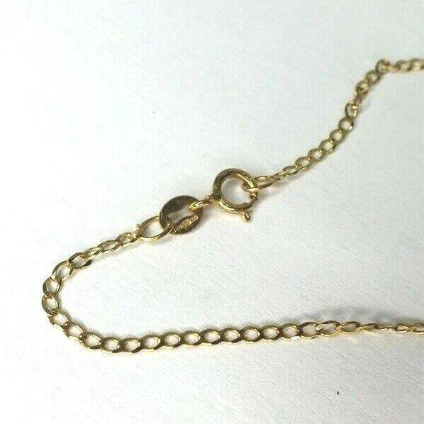 9ct Yellow Gold Necklace Pendant Round Cubic Zirconia 43cm Long 9k Yellow Gold