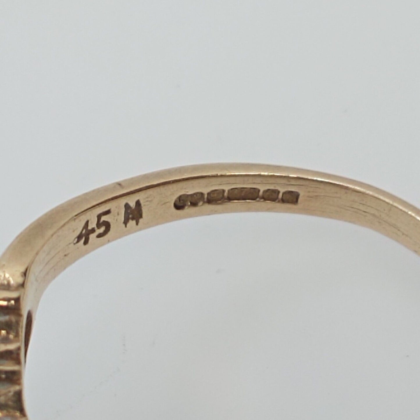 9ct Yellow Gold Ring Blue Sapphire & Diamonds Wishbone UK Ring Size N