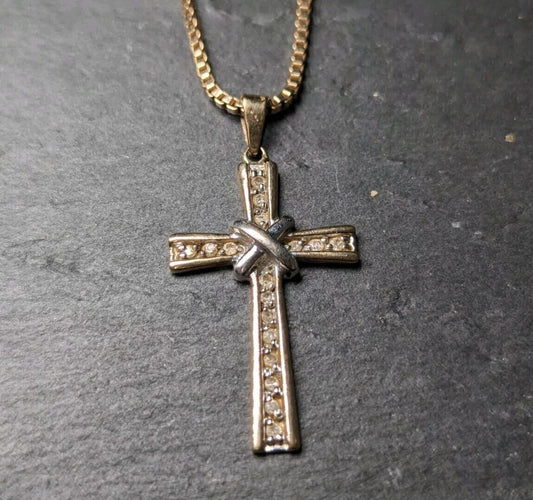 9ct Yellow Gold Cross Crucifix Pendant 025ct Diamond Cross Pendant
