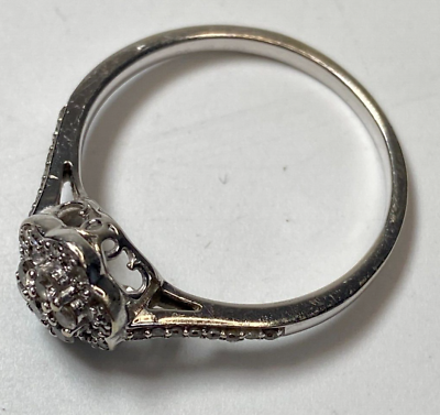 9ct White Gold Ring with diamond cluster Engagement Ring Size R