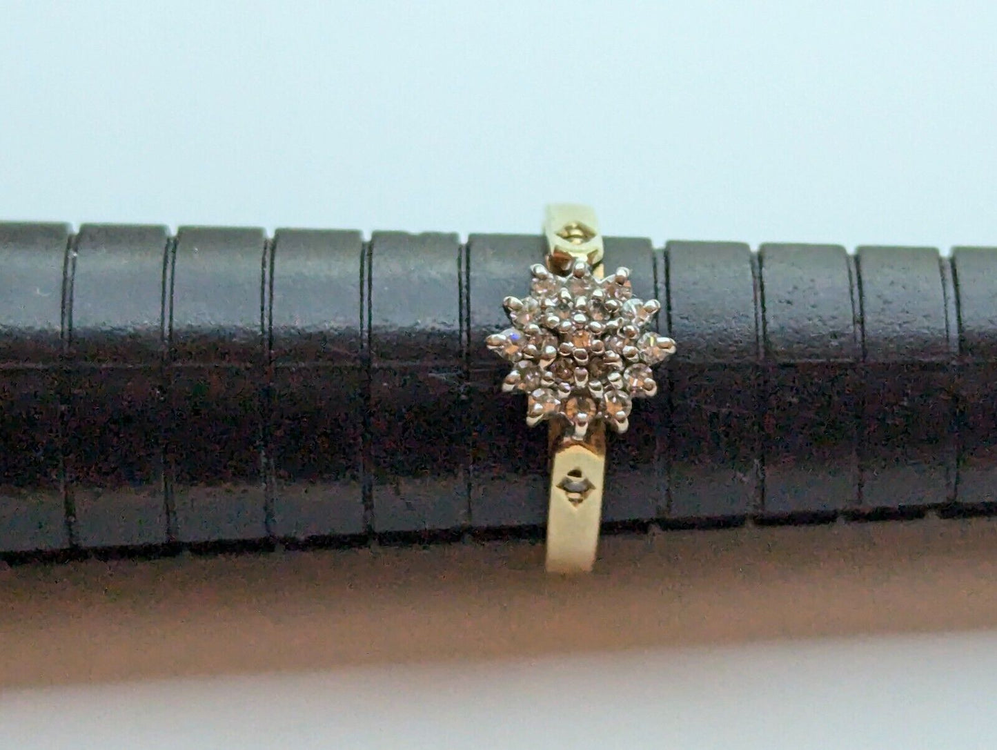 9ct Yellow Gold Ring Diamonds Cluster Setting UK Ring Size K
