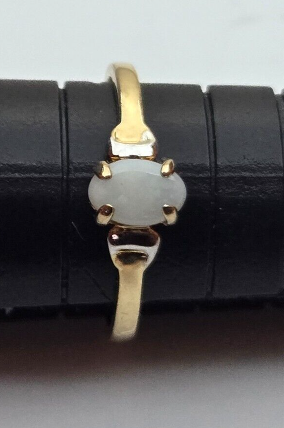 9ct Yellow Gold Ring Oval Opel Stone Prong Setting 9ct Hallmarked Ring Size L