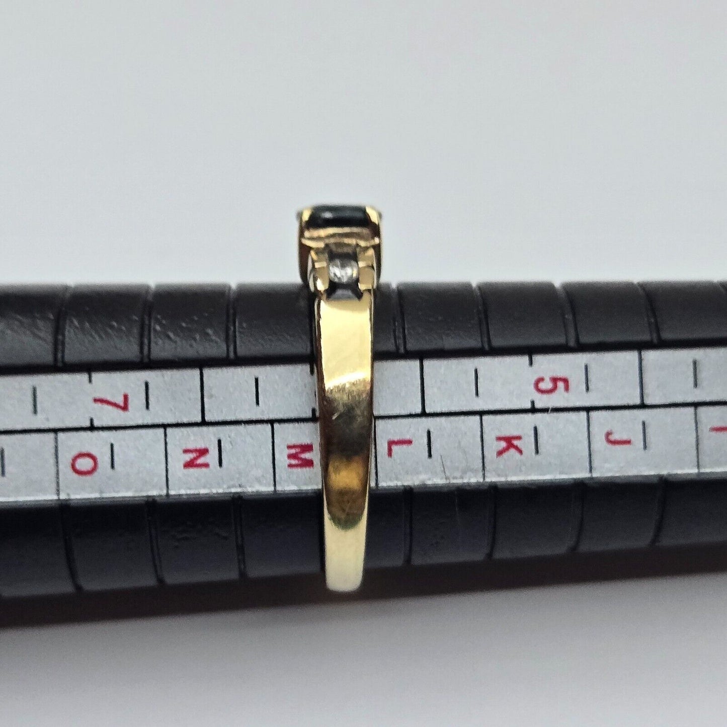 9ct Yellow Gold Ring Blue Sapphire and Colourless Diamonds Ring Size L