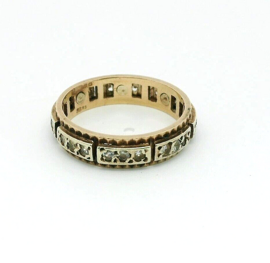 9ct Yellow Gold Eternity Spinel Colourless Stones UK Ring Size O 1/2