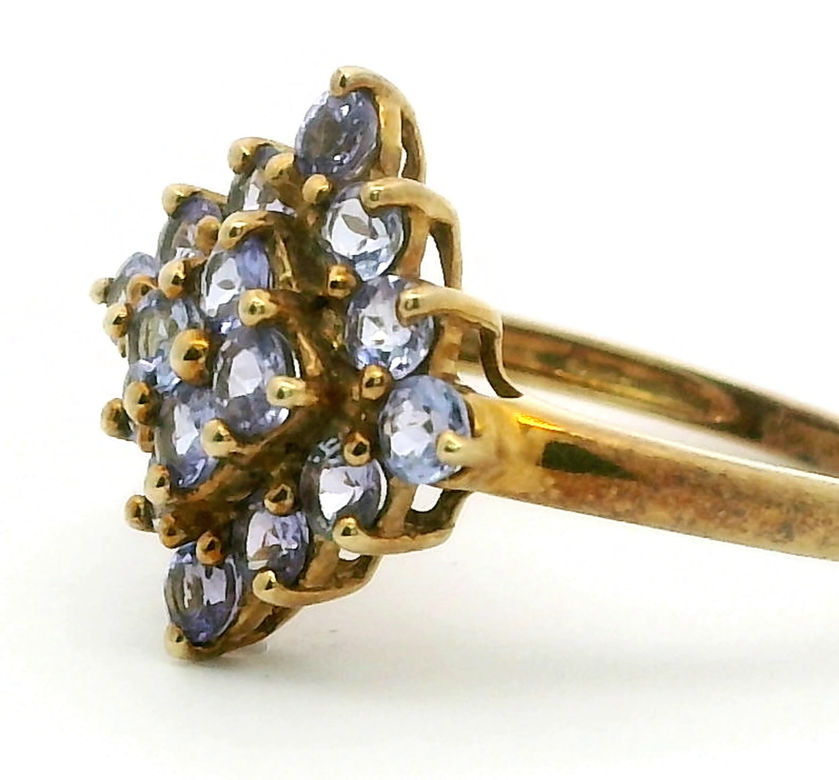 9ct Yellow Gold Blue Tanzanite Prong Setting 375 Hallmarked Ring Size Q 1/2