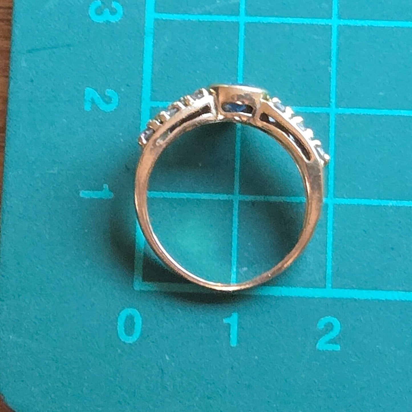 9ct Yellow Gold Ring Blue Topaz Gemstone Ring Size L 1/2