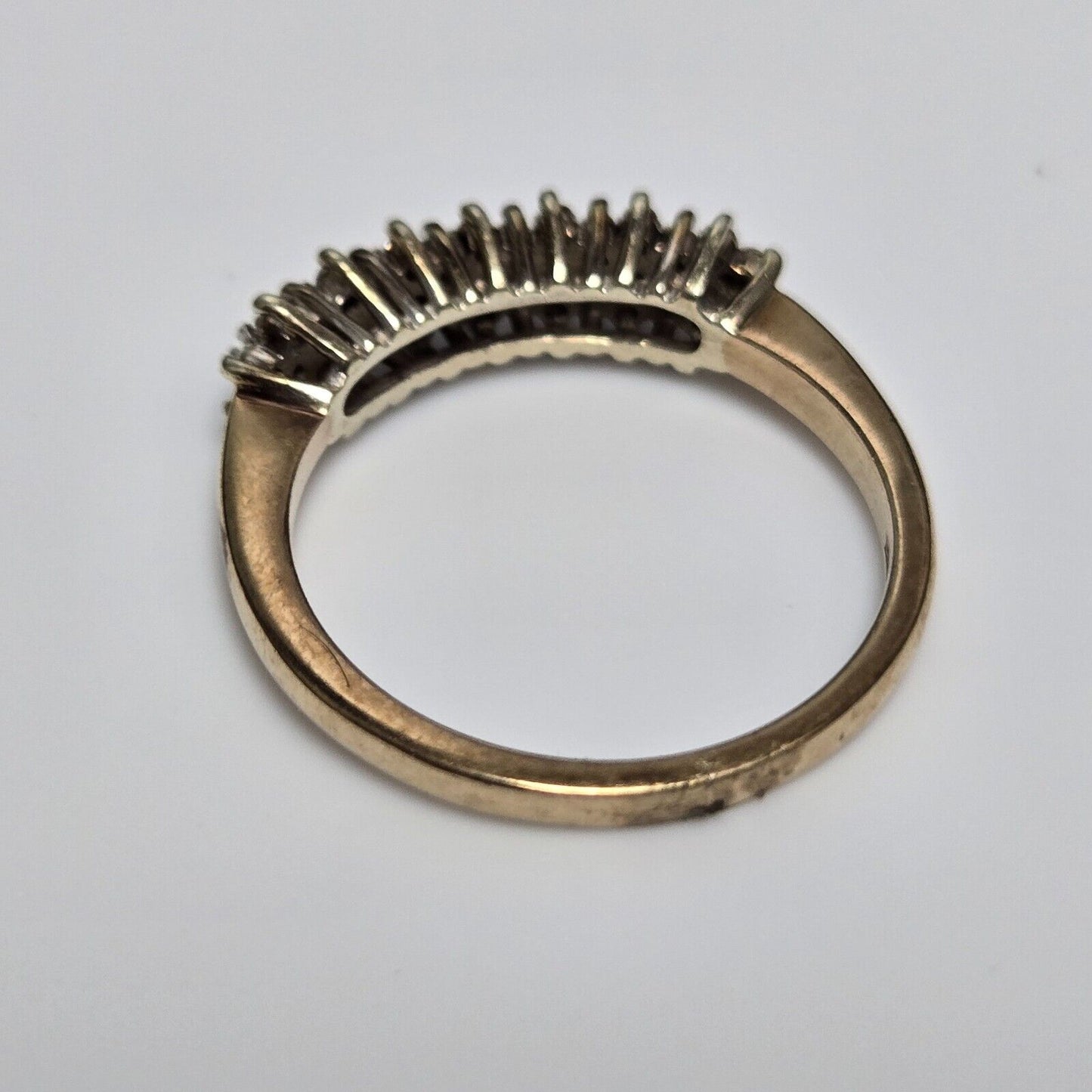 9ct Yellow Gold Ring Diamond Half Eternity Prong Setting UK Ring Size N