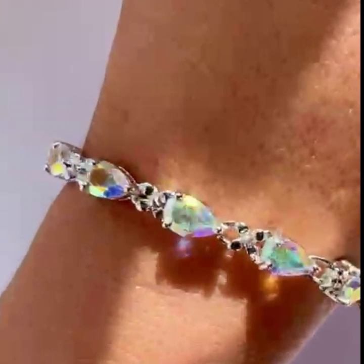 9ct White Gold Tennis Bracelet Mystic Topaz Natural Gemstones 19cm Long