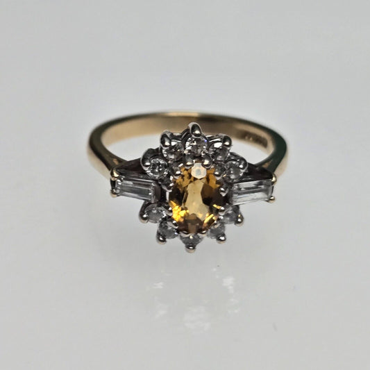 9ct Gold Ring Citrine Gold Ring UK Ring Size N - 9ct Yellow Gold