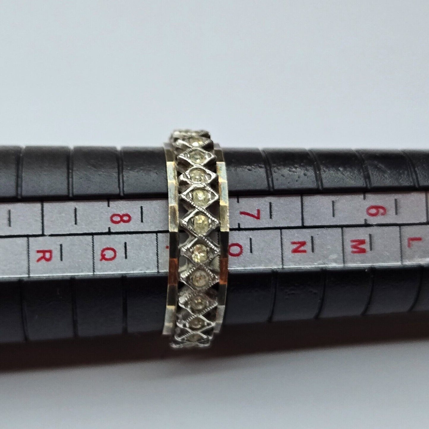 9ct Yellow Gold and Silver Full Eternity Ring Cubic Zirconia Stones Ring Size P
