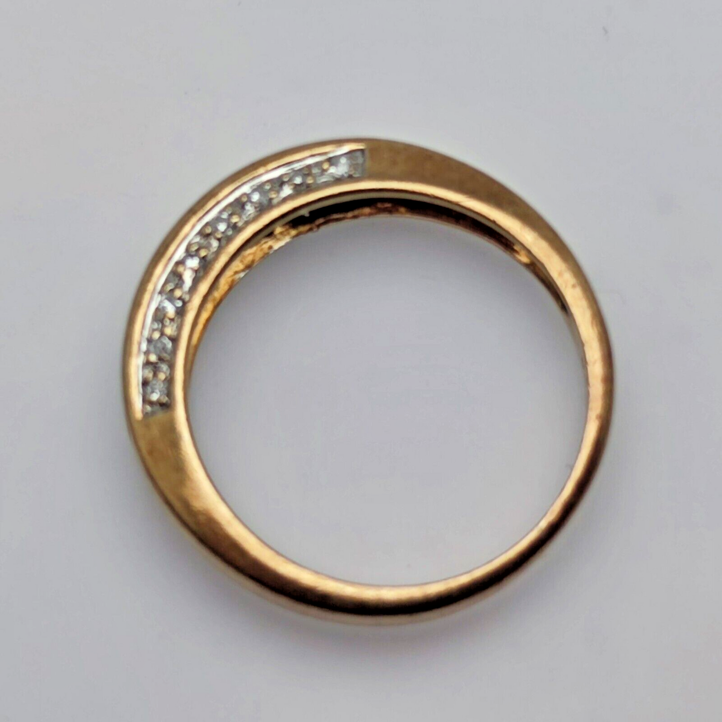 9ct Yellow Gold Ring Natural Gemstones Ring Size M Diamonds Top Side