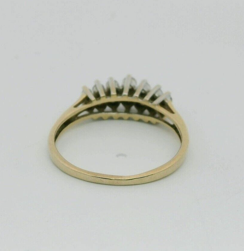 14ct Yellow Gold Ring 14x Colourless Diamonds 14k Hallmarked Ring Size R 1/2
