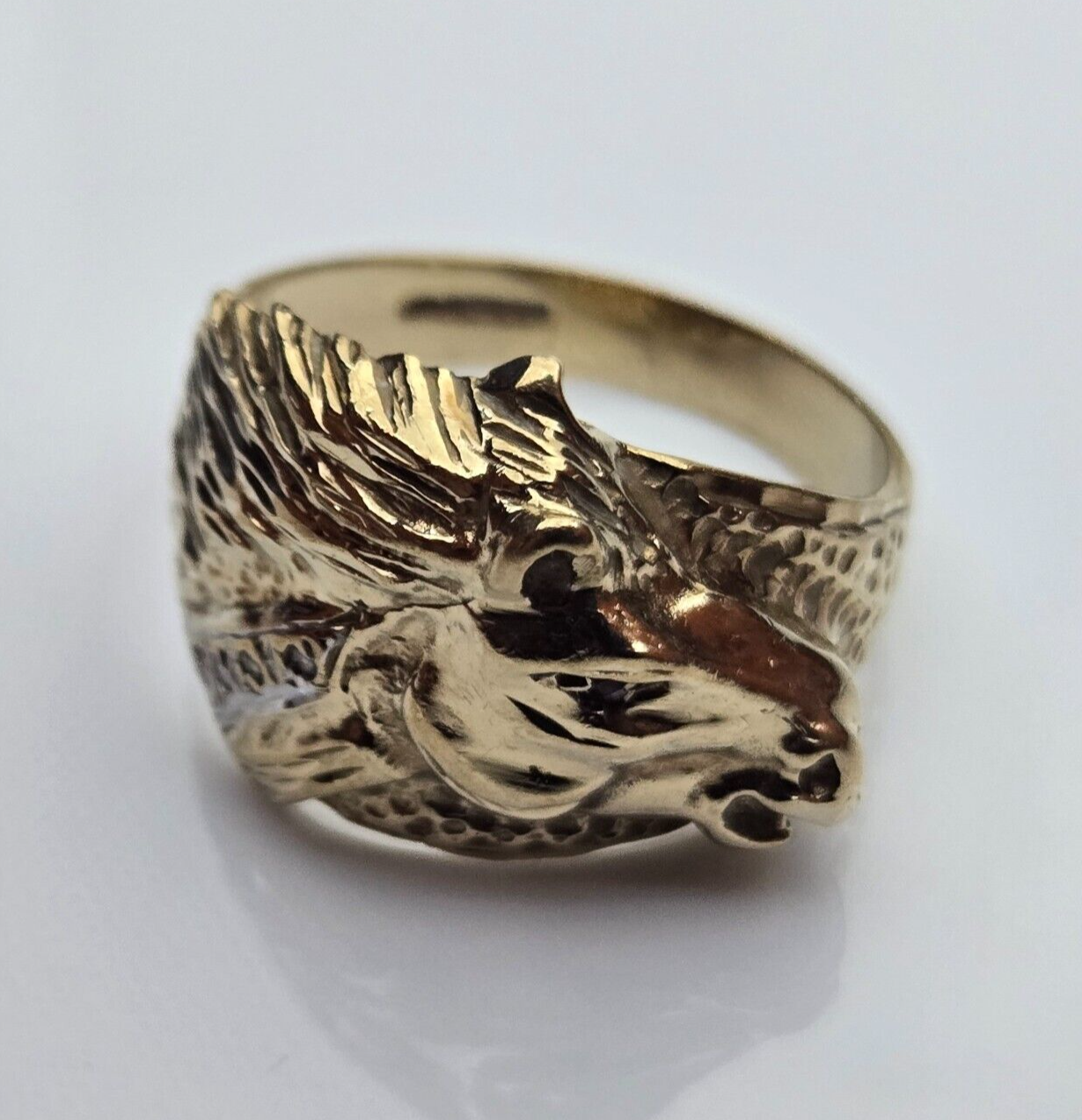 9ct Yellow Gold Horse Ring Ruby and Diamond Stones Ring Size Q 1/2