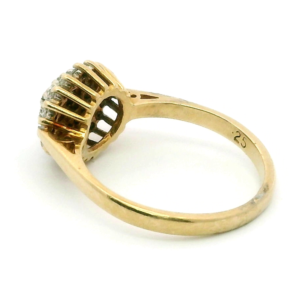 9ct Yellow Gold Ring 0.25ct Diamonds Cluster Setting 375 Hallmarked Ring Size K