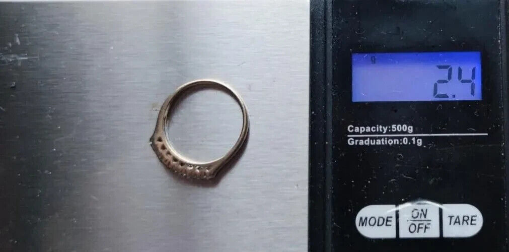 9ct Yellow Gold Ring Diamond 0.20ct Gemstones Thin Solid Gold Band Ring Size P