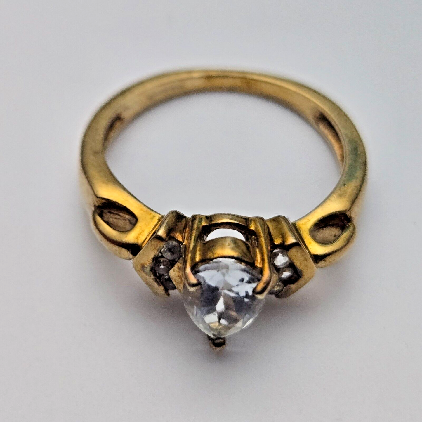 9ct Yellow Gold Ring Blue Aquamarine & Topaz Gemstones UK Ring Size L 9k Gold