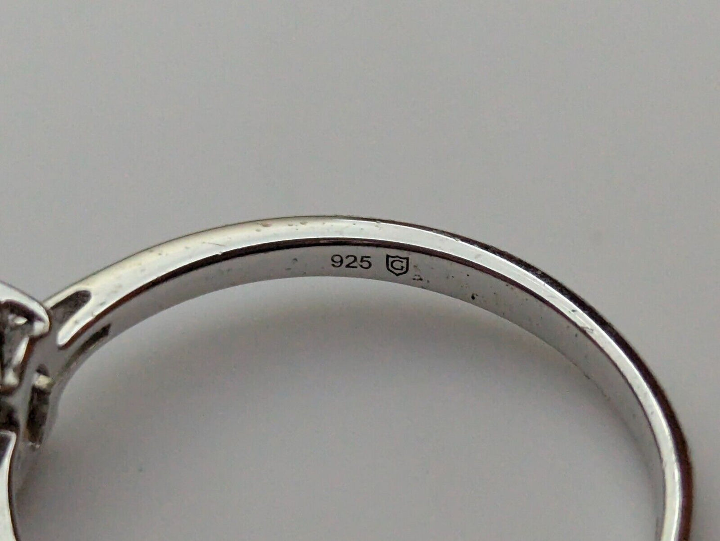 Silver Ring Oval Champagne Zircon Stone 925 Sterling Silver Ring Size R 1/2