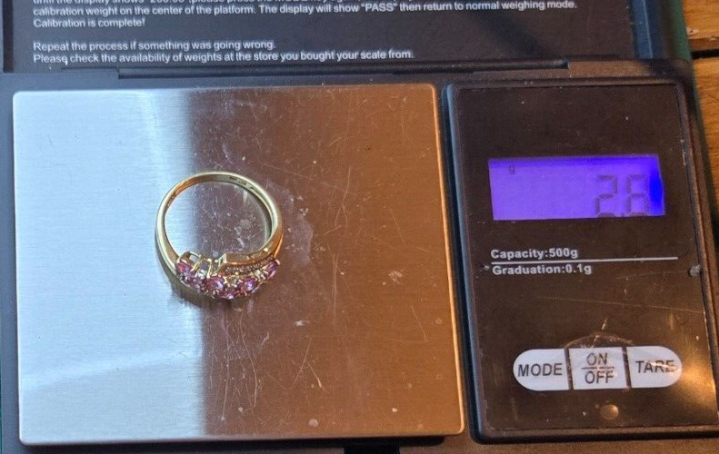 9ct Yellow Gold Ring Pink Sapphire and Colourless Diamonds Ring Size Q 1/2