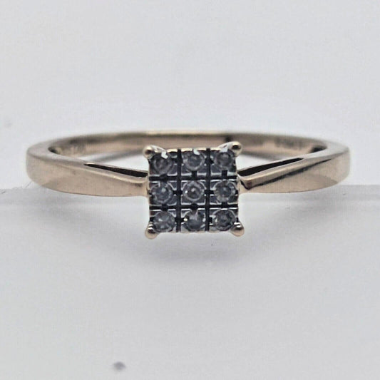9ct Yellow Gold Ring Round Colourless 0.9ct Diamond Weight Natural Ring Size P